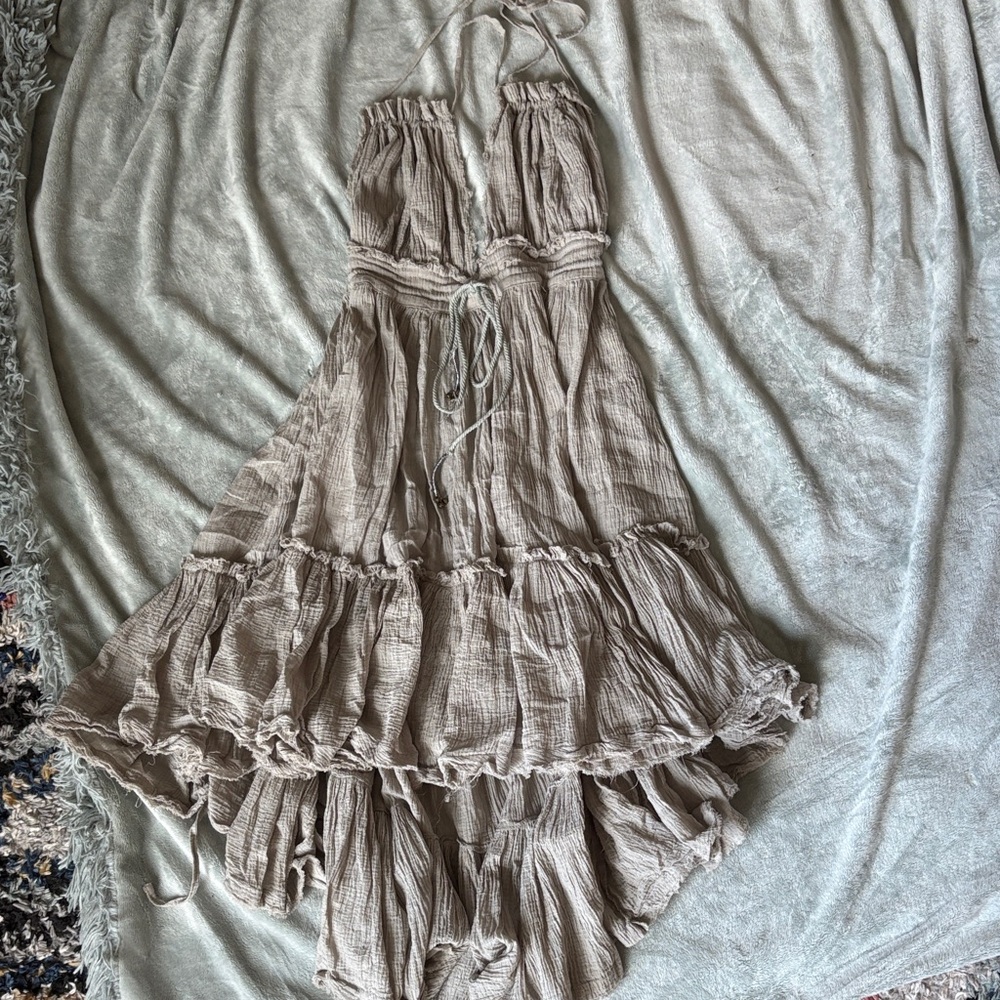 Flowy Light Green Halter Dress